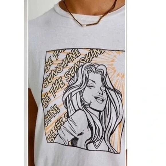 Re/Done “Be The Sunshine” Graphic Classic Tee White Cotton T-Shirt Size XS - Picture 2 of 6